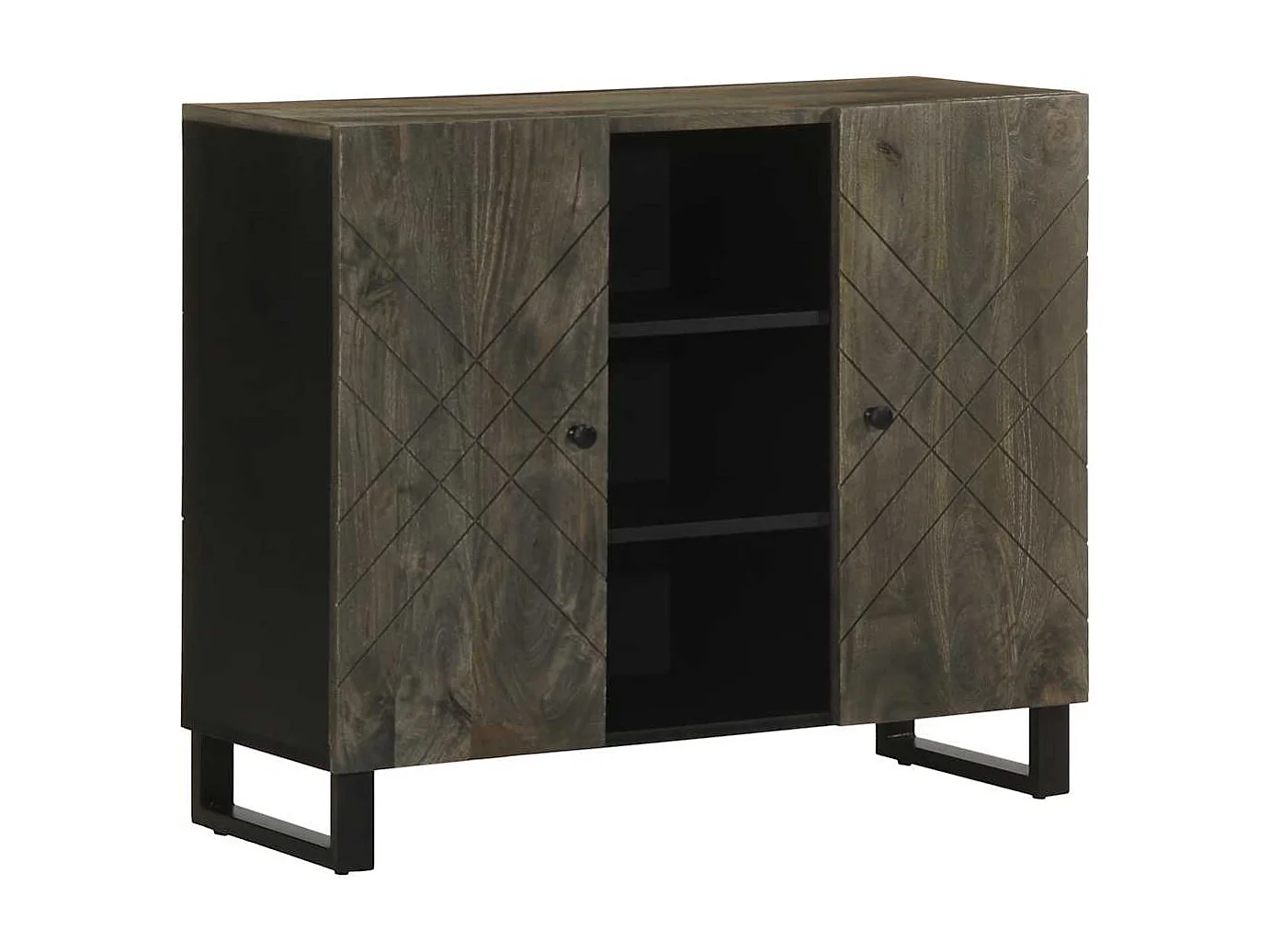 Buffet noir 90x33x75 cm bois massif de manguier