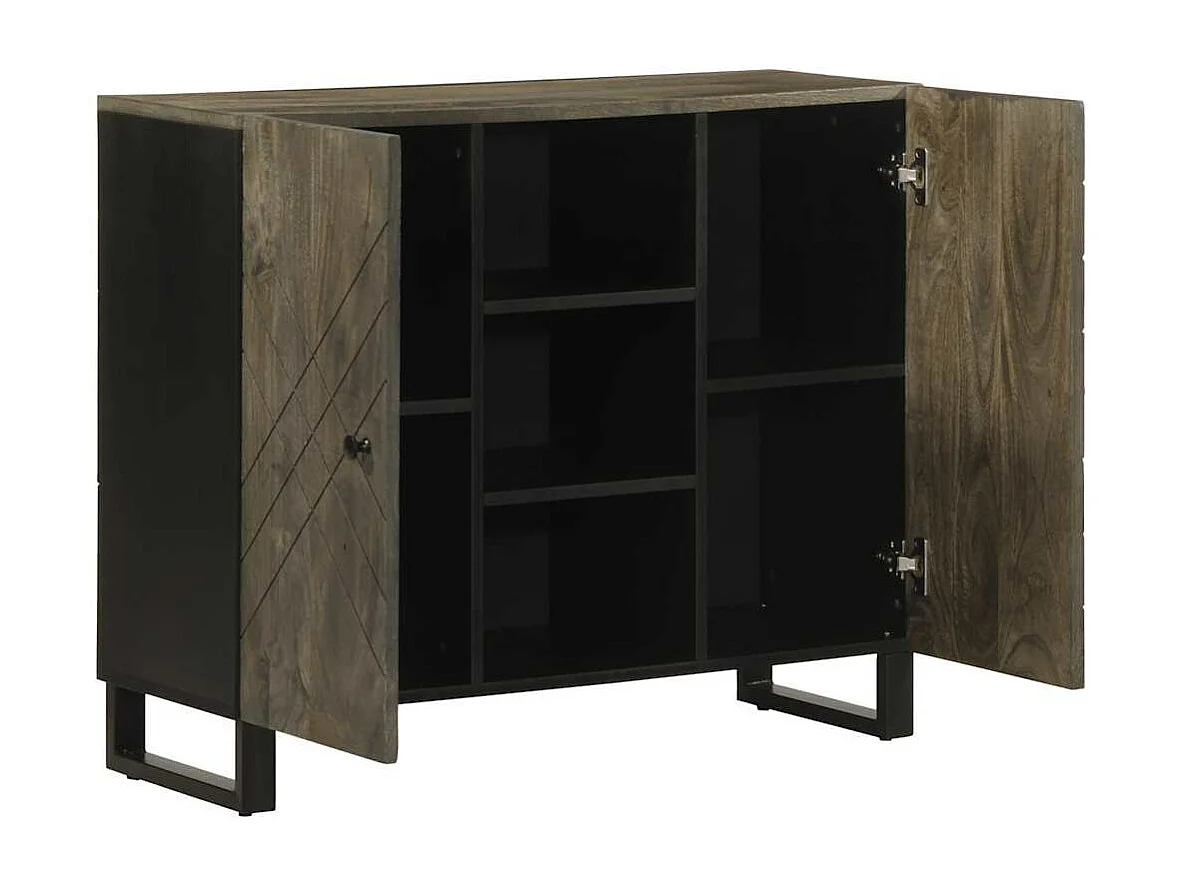 Buffet noir 90x33x75 cm bois massif de manguier