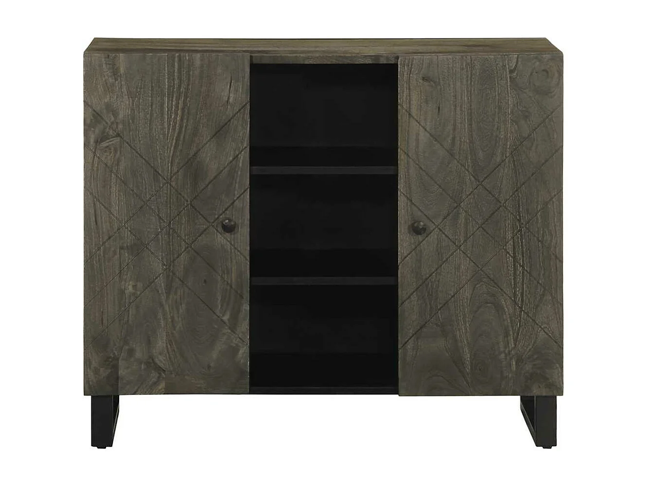 Buffet noir 90x33x75 cm bois massif de manguier