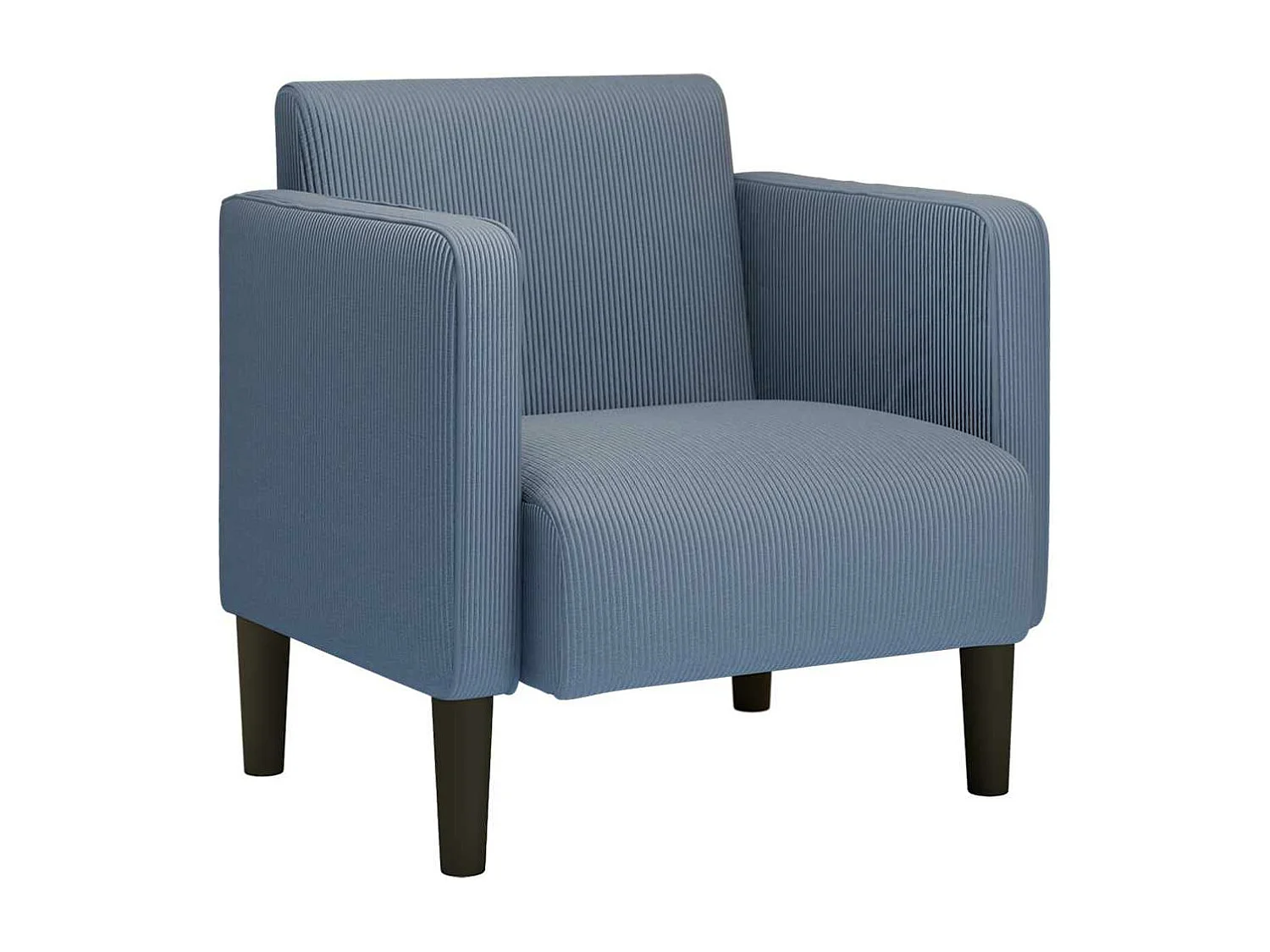 Poltrona divano blu con braccioli 54 cm tessuto velluto a coste