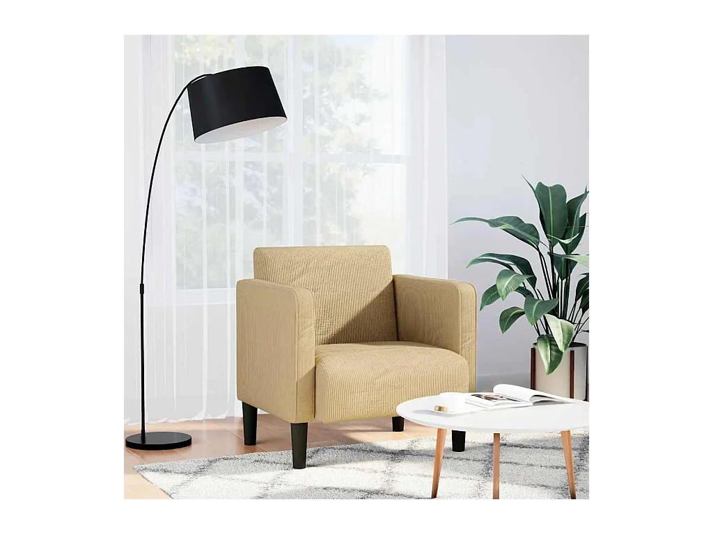 Canapé-chaise accoudoirs vert clair 54 cm tissu velours c?telé