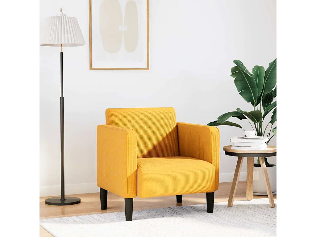 Canapé-chaise accoudoirs jaune foncé 54 cm tissu velours c?telé