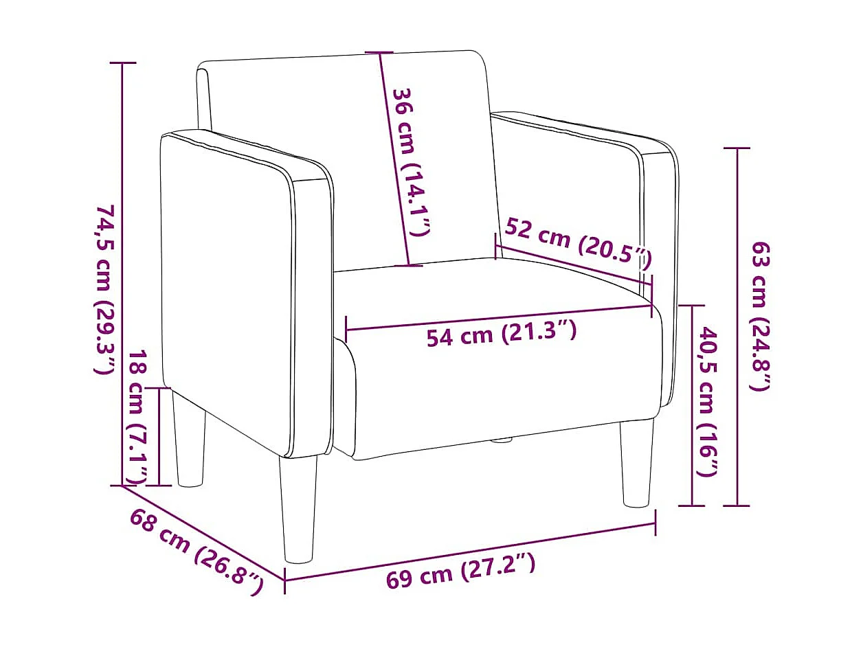 Canapé-chaise accoudoirs jaune foncé 54 cm tissu velours c?telé