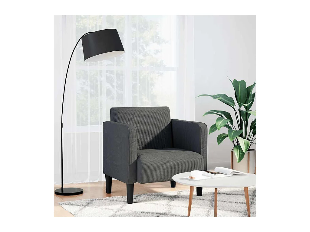 Canapé-chaise accoudoirs gris foncé 54 cm tissu velours c?telé