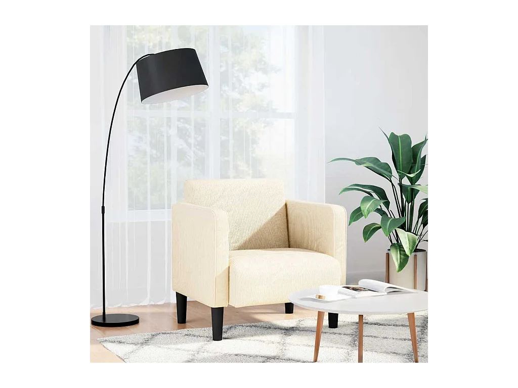Canapé-chaise accoudoirs crème 54 cm tissu velours c?telé