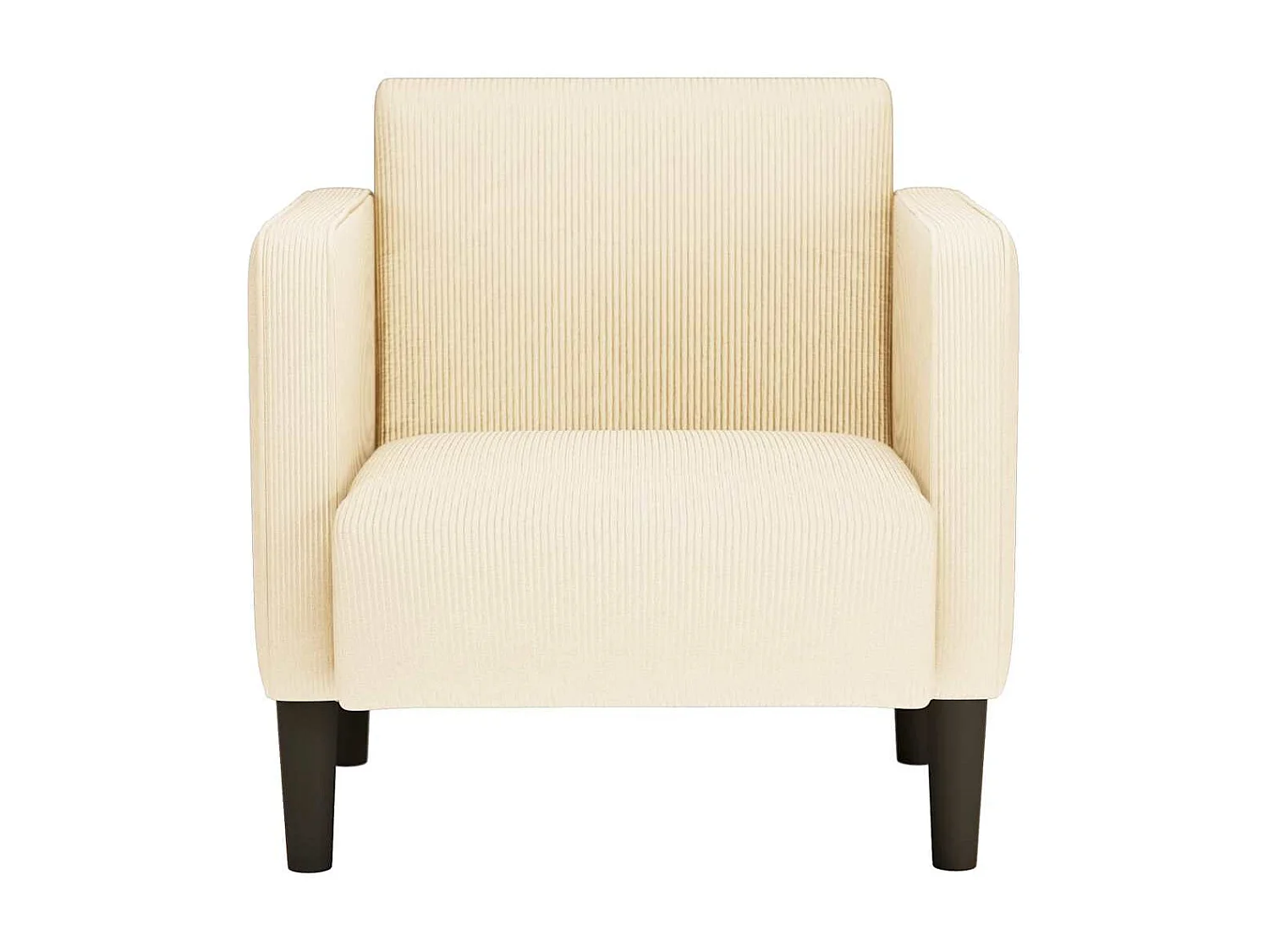 Poltrona divano crema con braccioli 54 cm tessuto velluto a coste