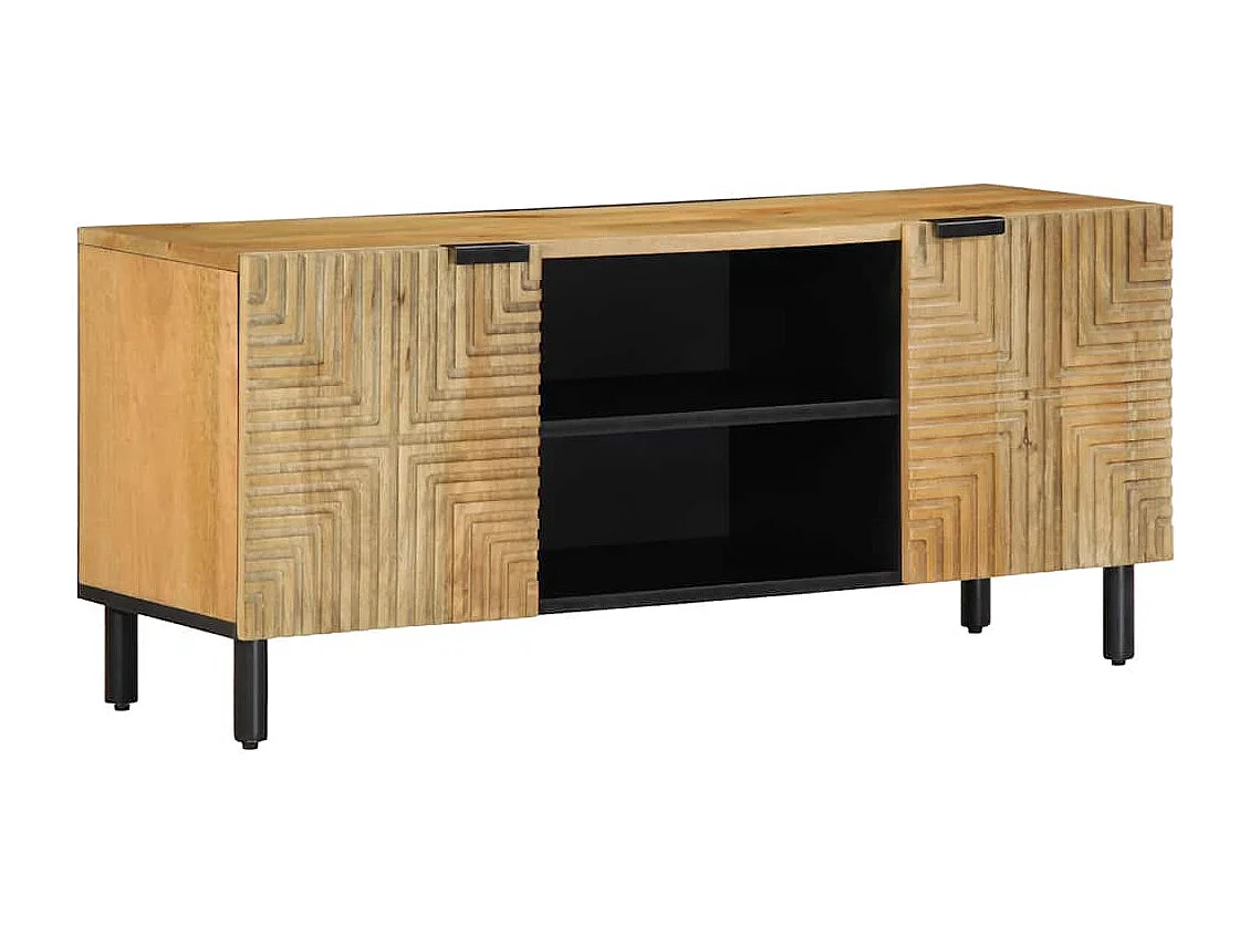 Mueble de TV marrón 105x33x46 cm Madera maciza de mango