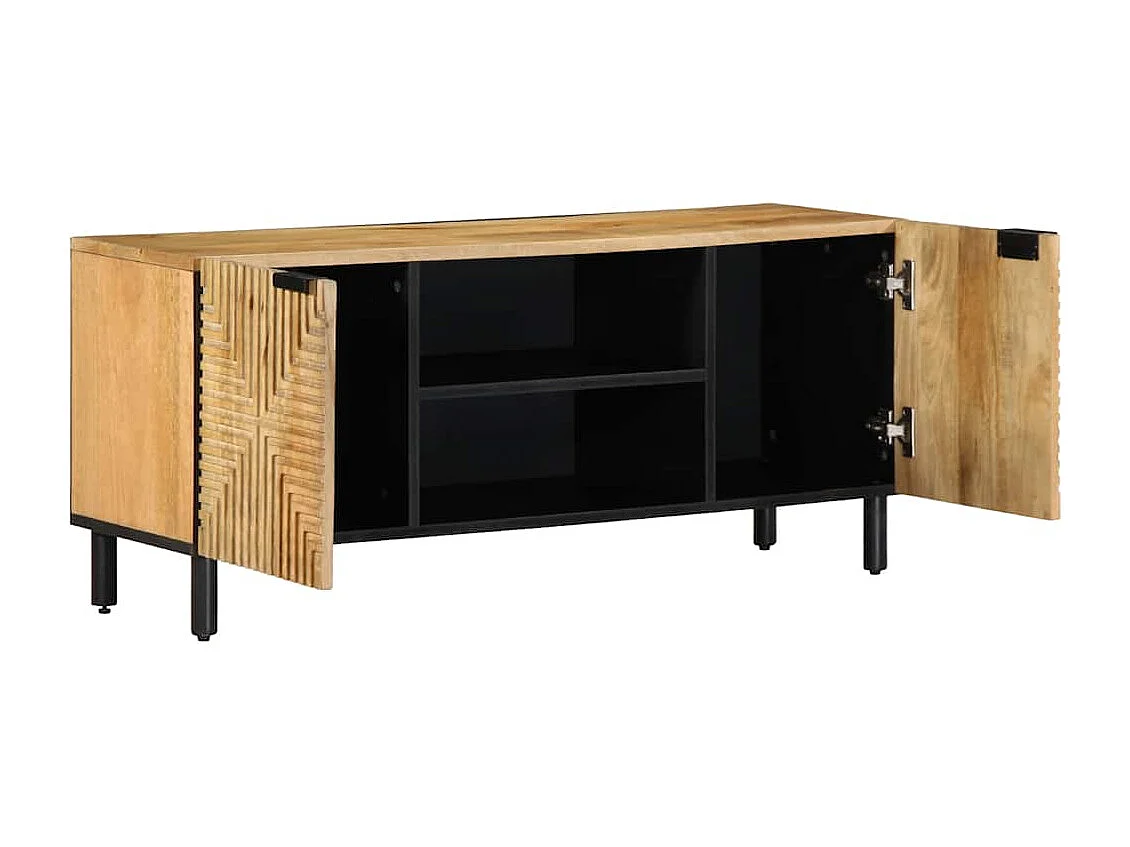 Mueble de TV marrón 105x33x46 cm Madera maciza de mango