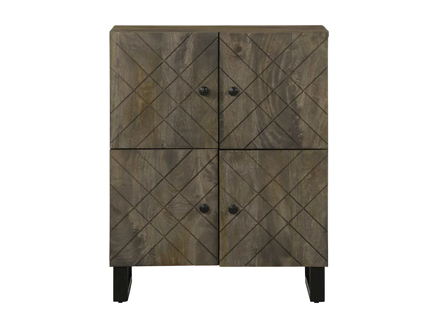 Credenza nera 60x33x75 cm in legno massello di mango