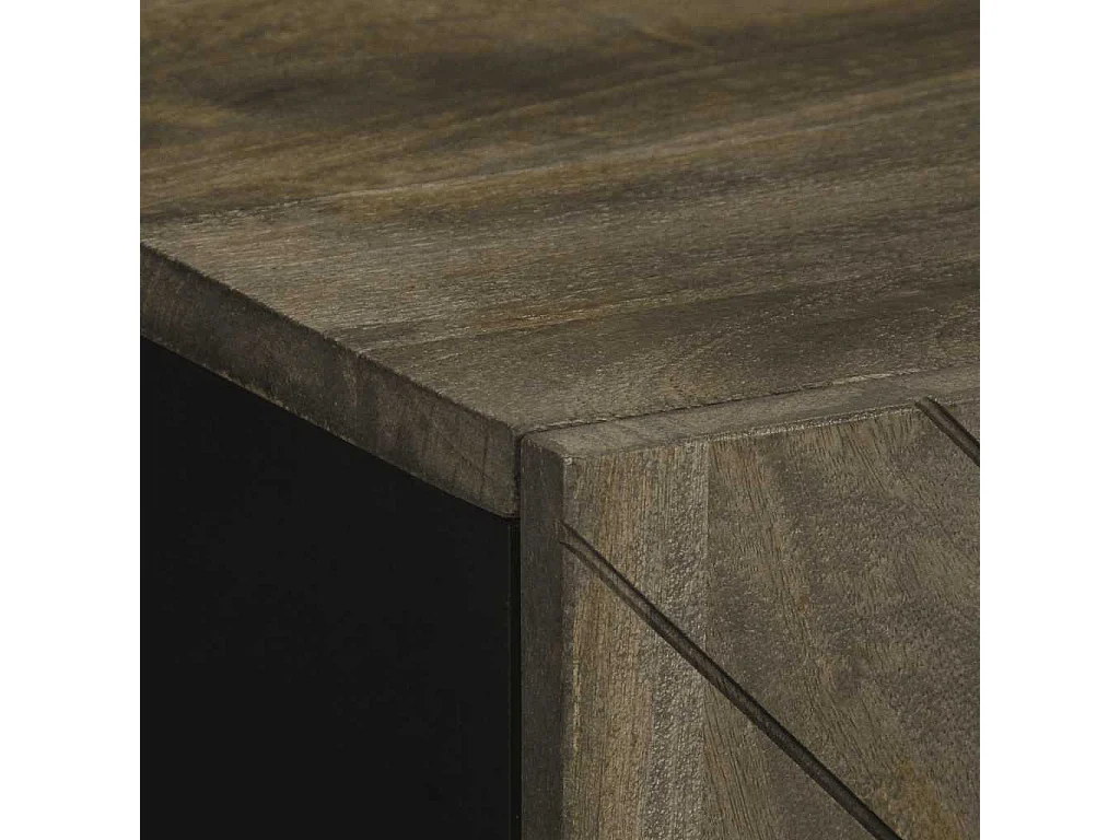 Credenza nera 60x33x75 cm in legno massello di mango