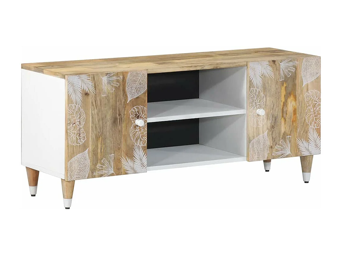 Meuble TV 105x33,5x46 cm bois massif de manguier