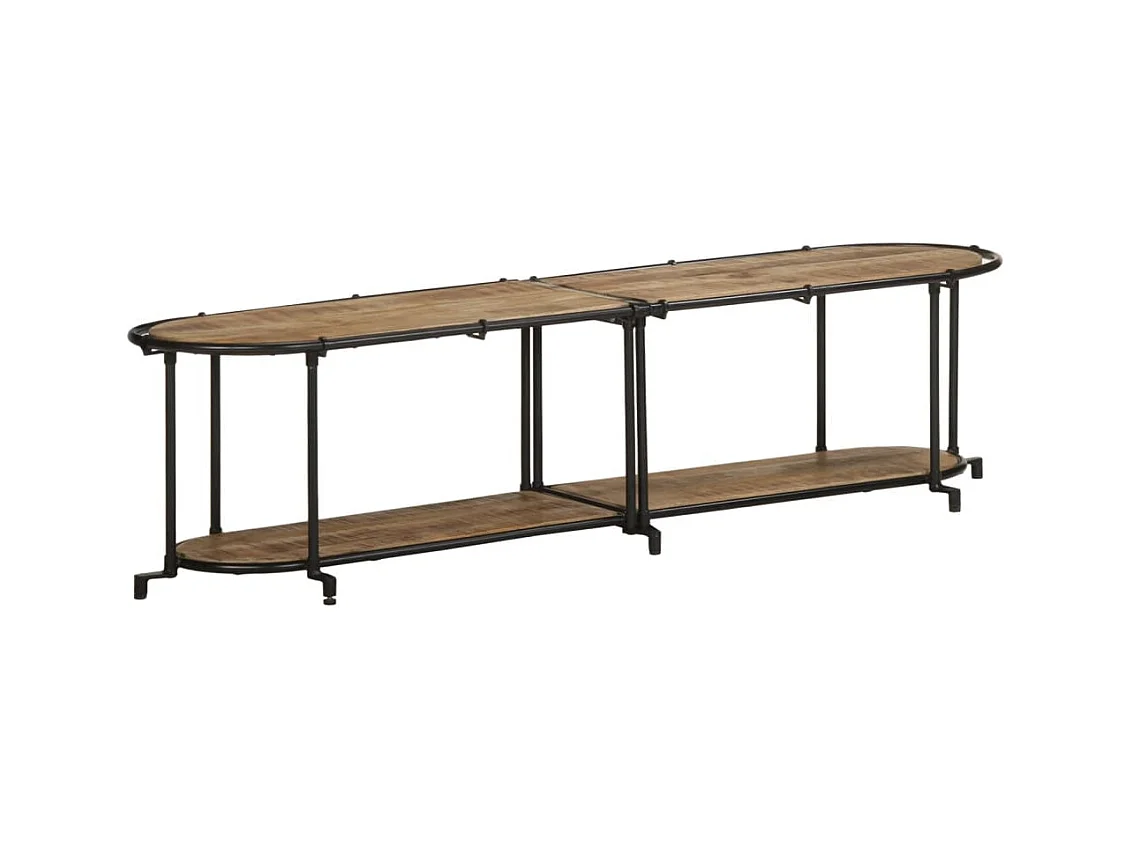 Mobile porta TV 160x42x40 cm legno massello di mango grezzo