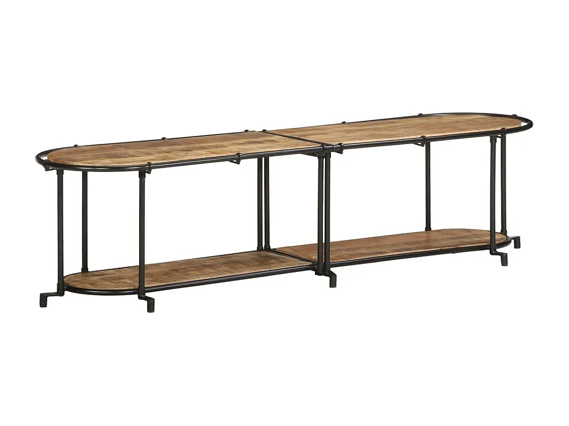 Mobile porta TV 160x42x40 cm legno massello di mango grezzo