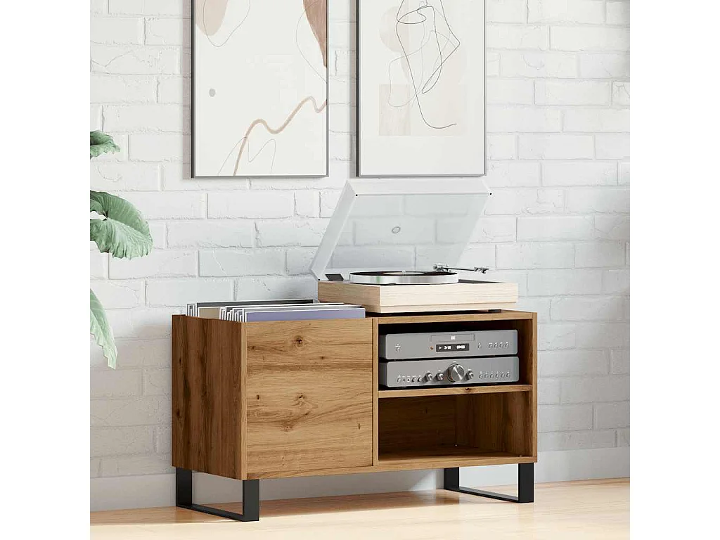 Armoire à disques chêne artisanal 84,5x38x48 cm bois ingénierie