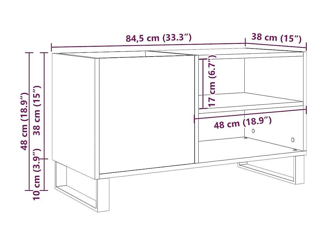 Armoire à disques chêne artisanal 84,5x38x48 cm bois ingénierie