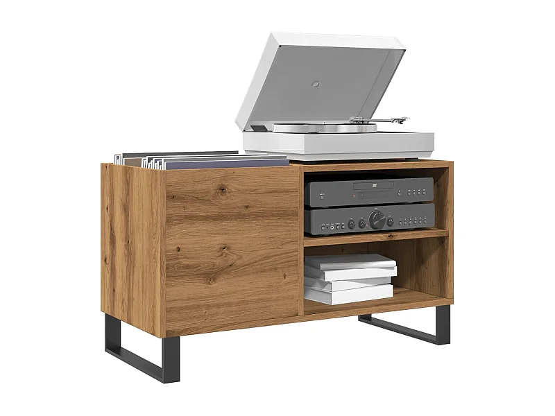 Mueble para discos fabricado artesanalmente en roble 84,5x38x48 cm madera de ingeniería