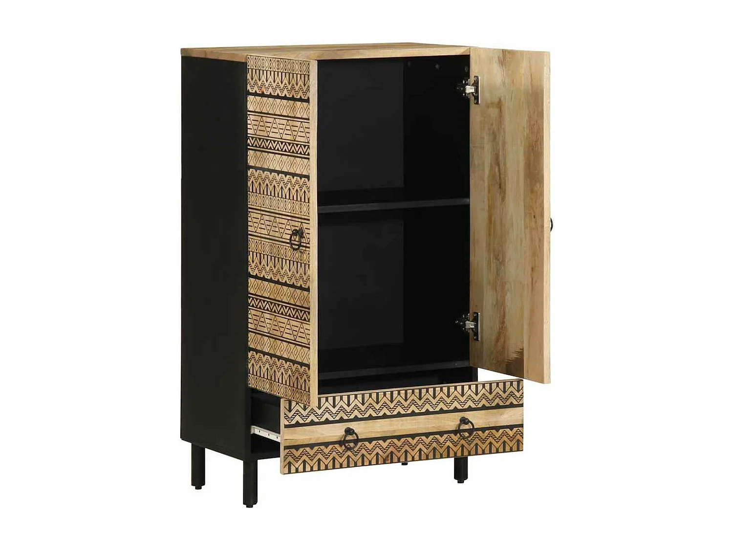 Aparador alto 60x33,5x110 cm madera maciza de mango crudo