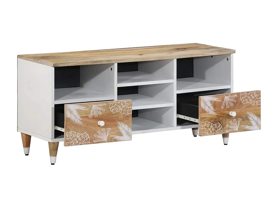 Meuble TV 100x33,5x46 cm bois massif de manguier