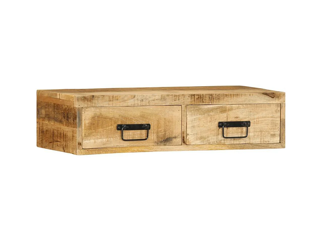 Meuble TV mural 80x30x19 cm bois massif de manguier brut