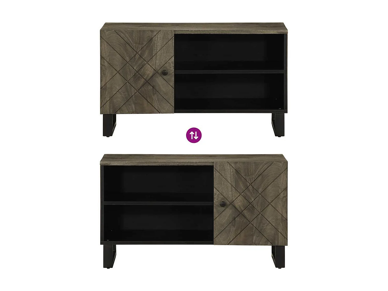 Mueble de TV negro 80x33x46 cm madera maciza de mango