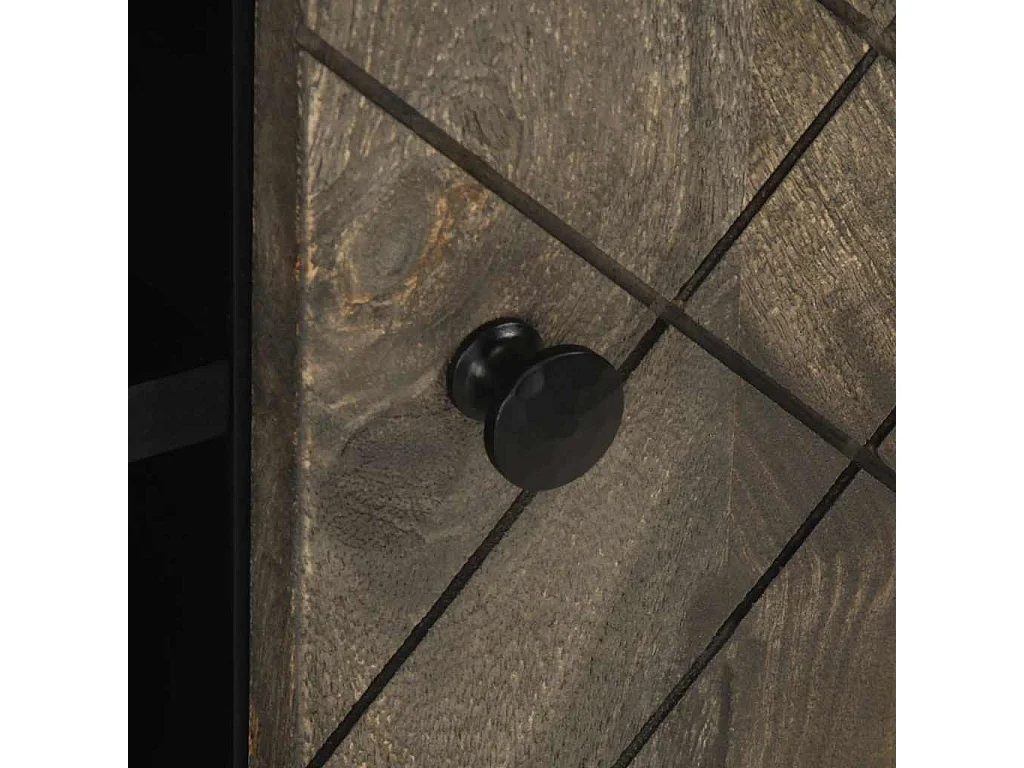 Mueble de TV negro 80x33x46 cm madera maciza de mango