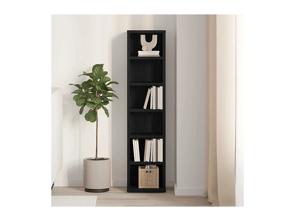 Armário para CD em carvalho preto 21x20x88 cm madeira projetada