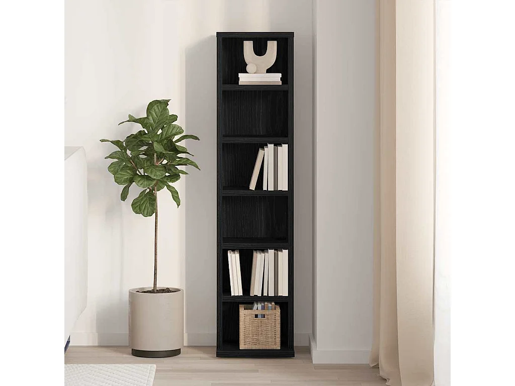 Armoire à CD chêne noir 21x20x88 cm bois d'ingénierie