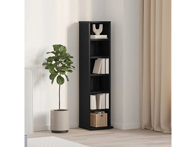 Armoire à CD chêne noir 21x20x88 cm bois d'ingénierie