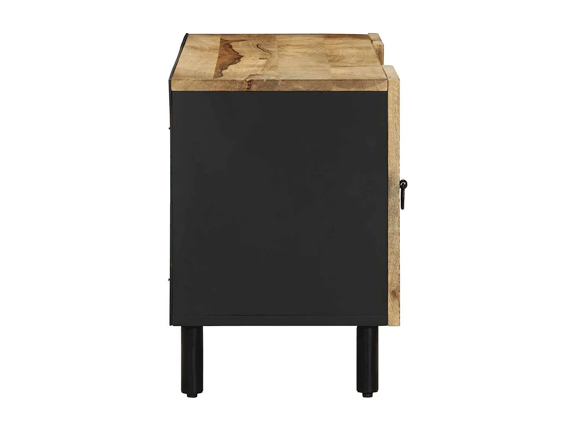 Meuble TV noir 105x33,5x46 cm bois massif manguier brut