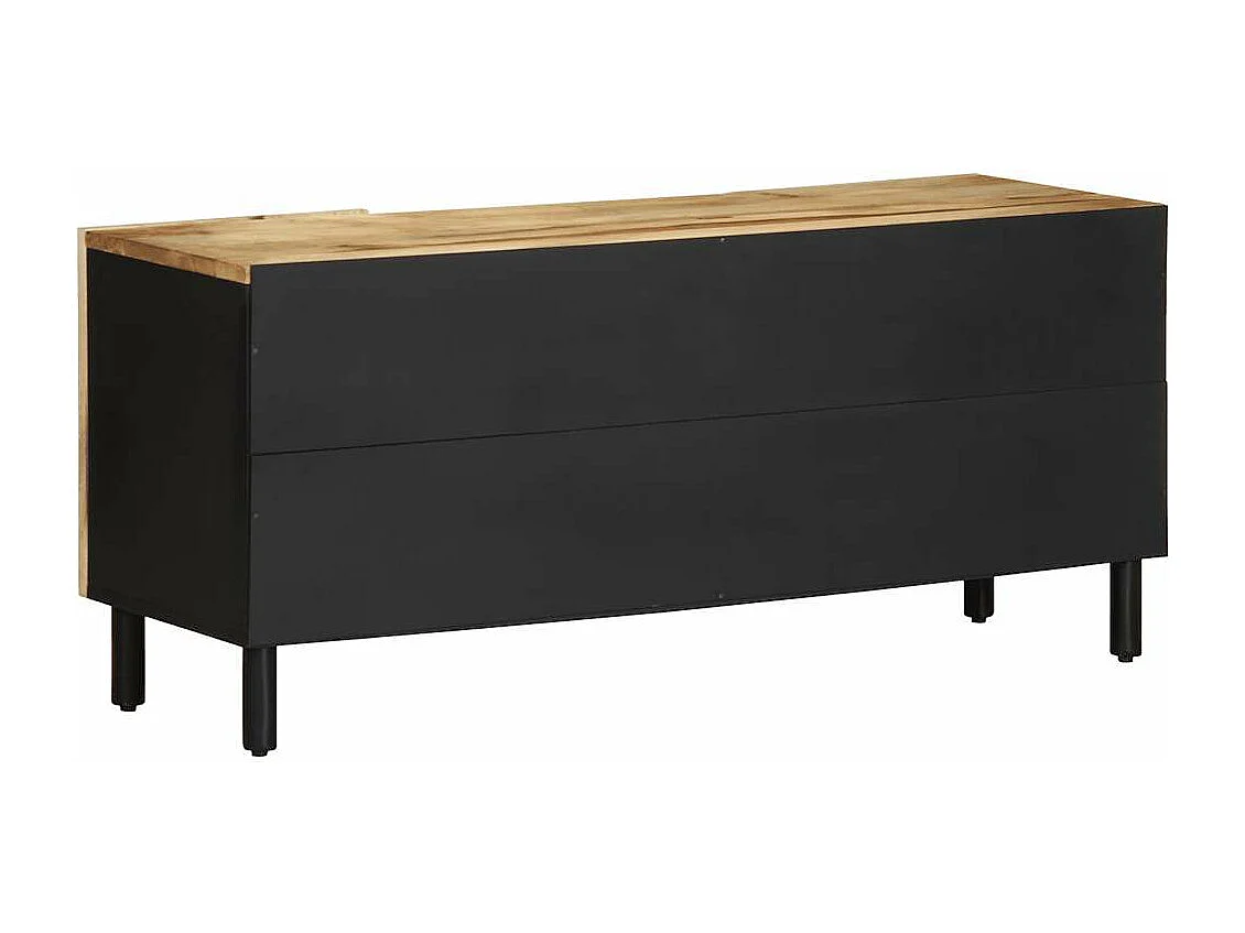 Schwarzer TV-Schrank 105x33,5x46 cm massives rohes Mangoholz