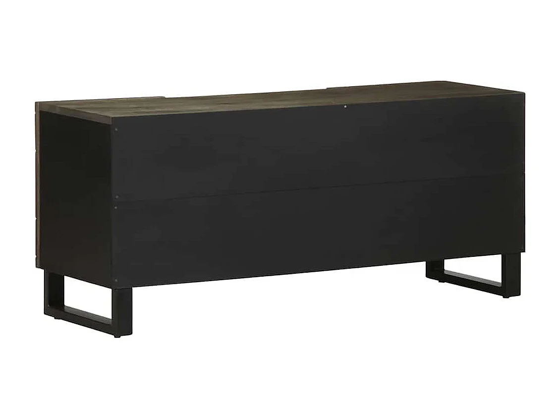 Meuble TV noir 105x33x46 cm bois massif de manguier