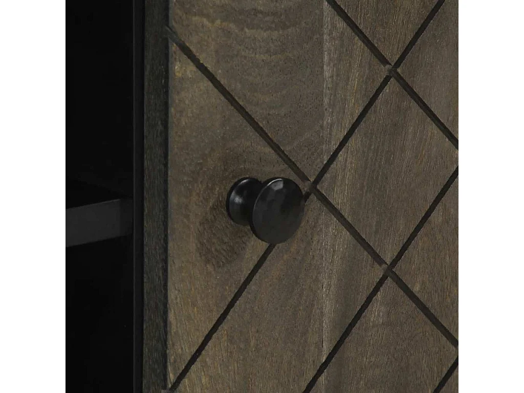 Meuble TV noir 105x33x46 cm bois massif de manguier