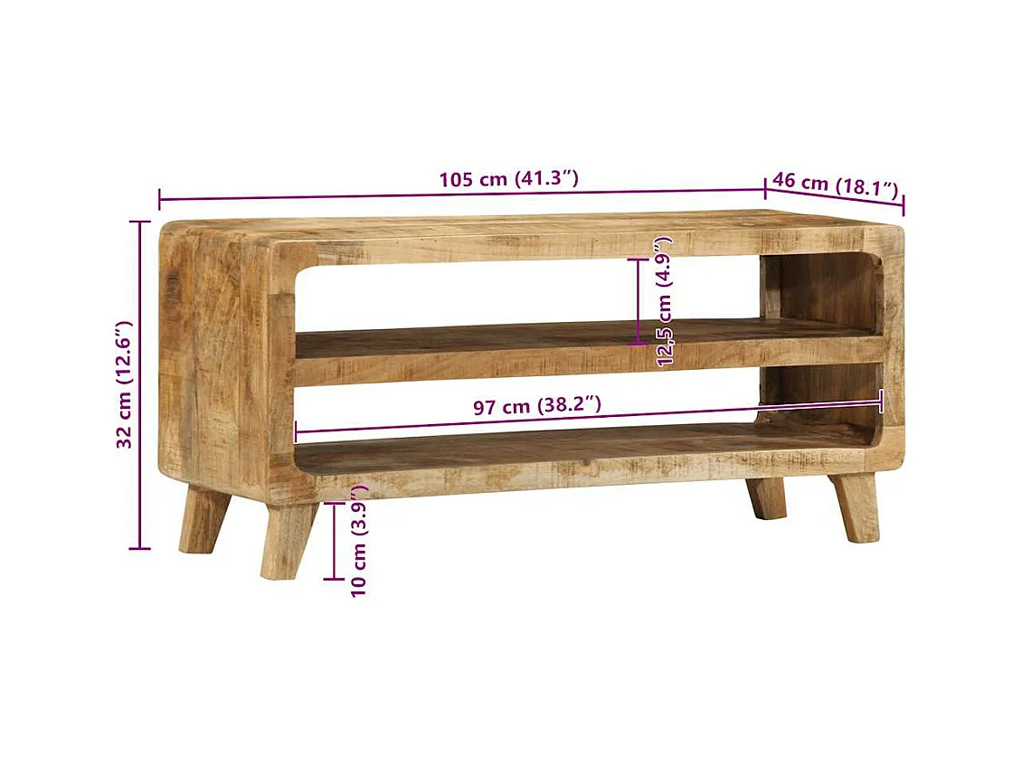TV-meubel 105x46x32 cm massief ruw mangohout
