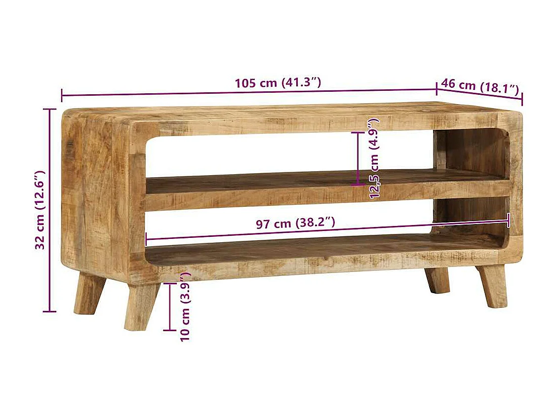 TV-meubel 105x46x32 cm massief ruw mangohout