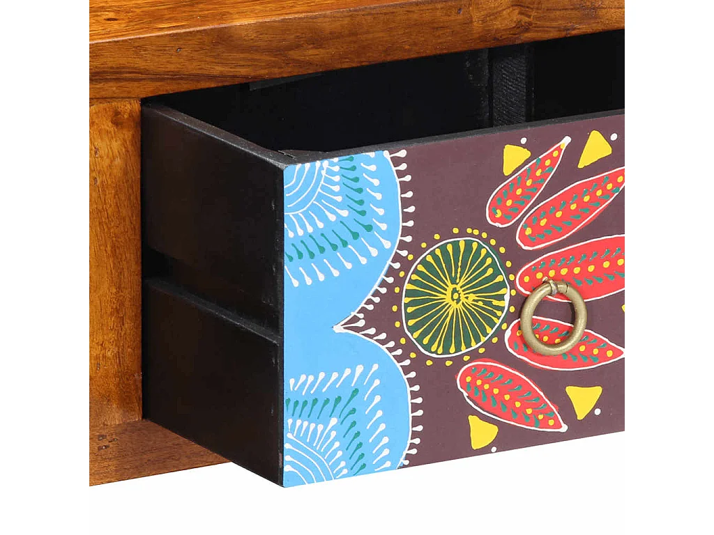 Meuble TV mural multicolore 100x30x22 bois massif d'acacia