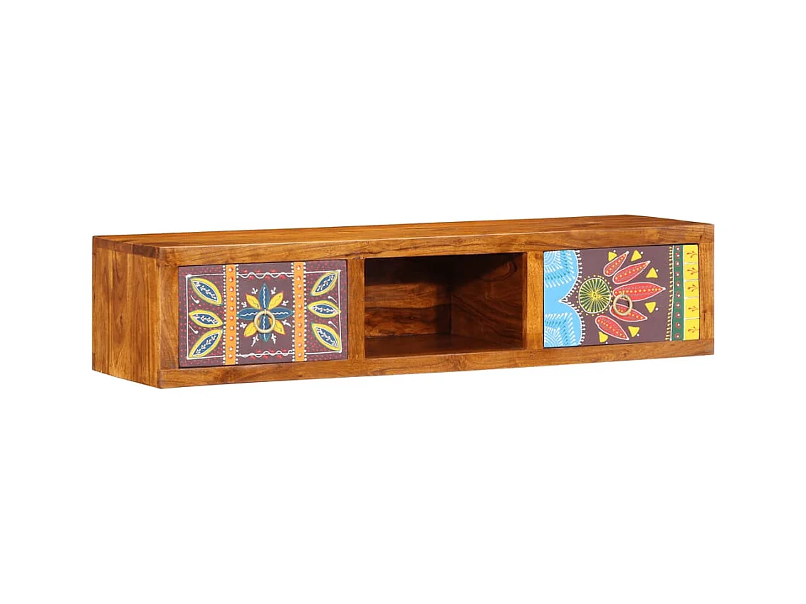 Mehrfarbiger TV-Wandschrank 100x30x22 aus massivem Akazienholz