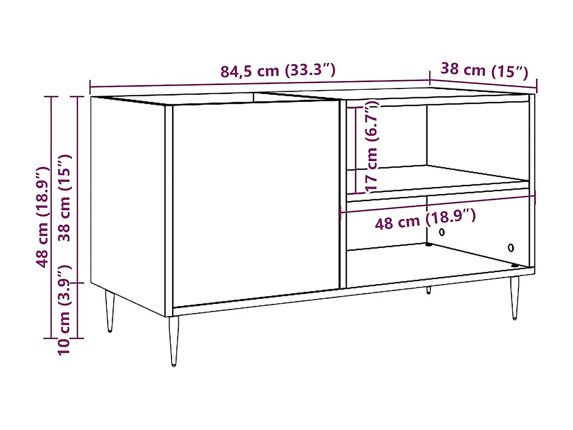 Armoire à disques vieux bois 84,5x38x48 cm bois d'ingénierie