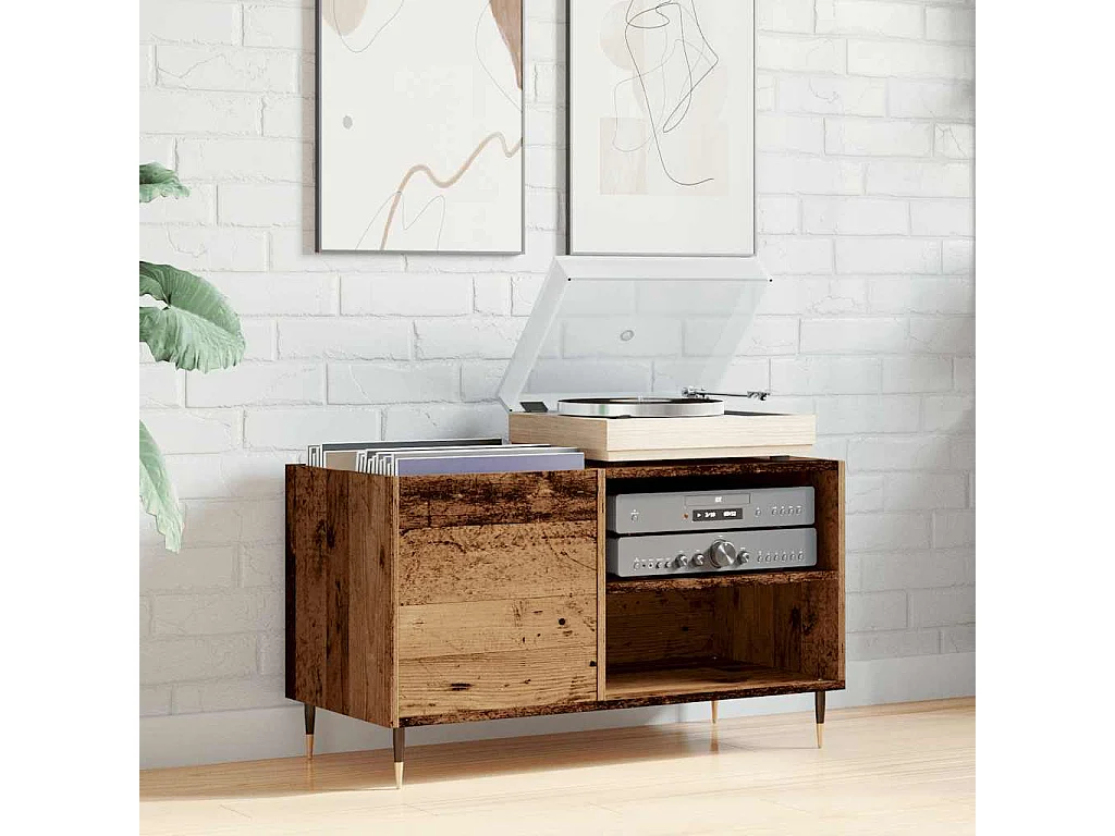 Armoire à disques vieux bois 84,5x38x48 cm bois d'ingénierie