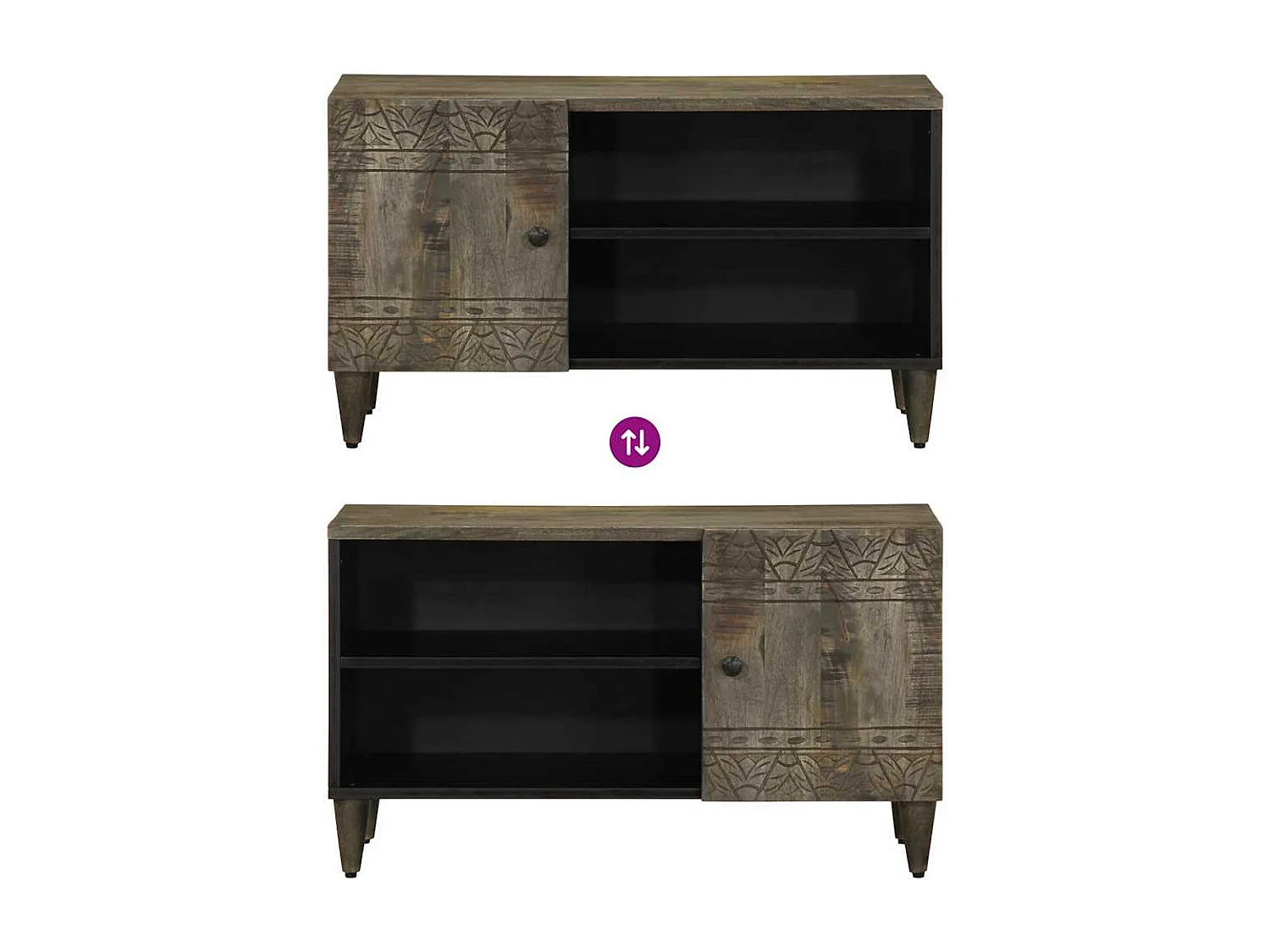 Mobile porta TV grigio chiaro 80x31,5x46 cm in legno massello di mango