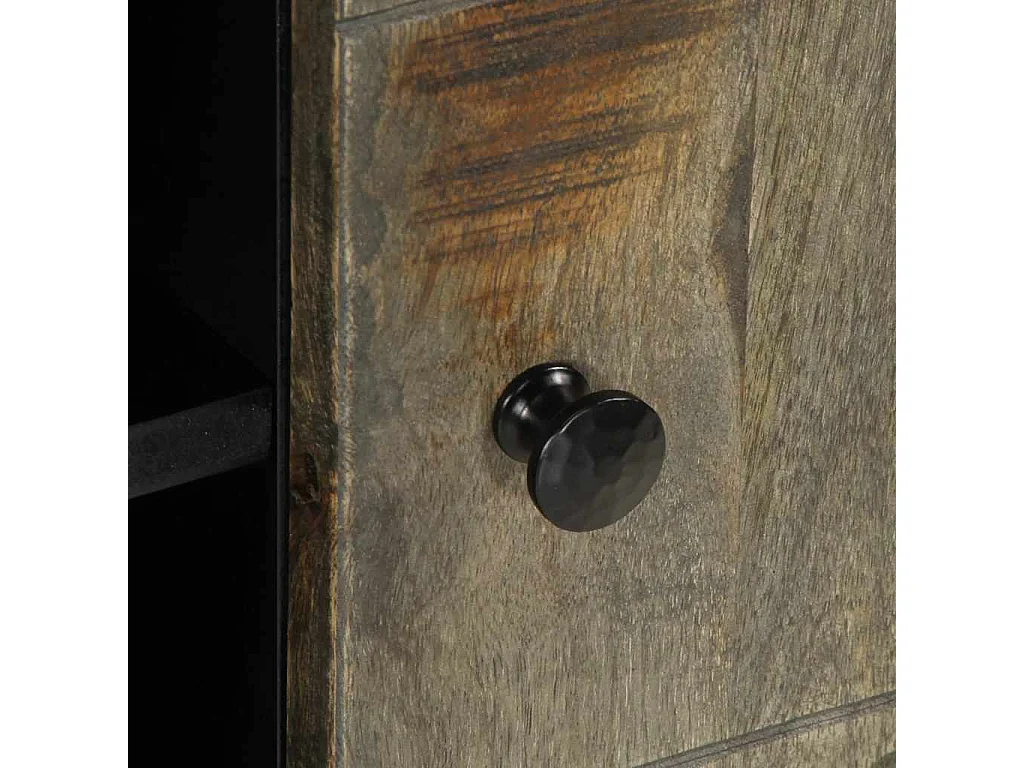 Meuble TV gris clair 80x31,5x46 cm bois massif de manguier