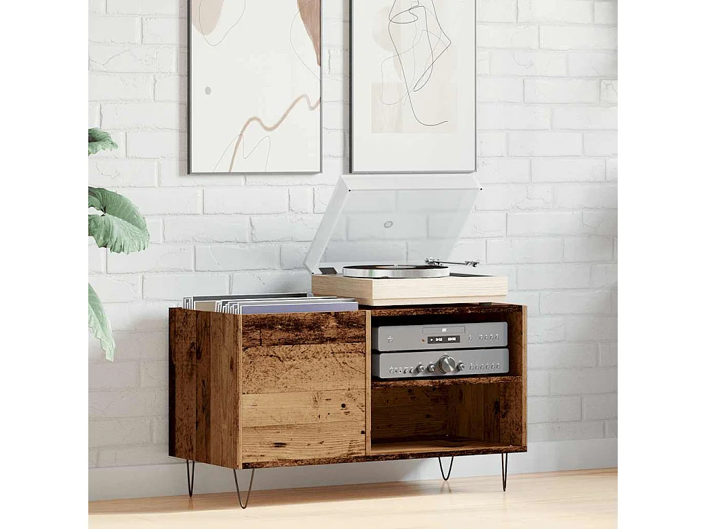 Armoire à disques vieux bois 84,5x38x48 cm bois d'ingénierie
