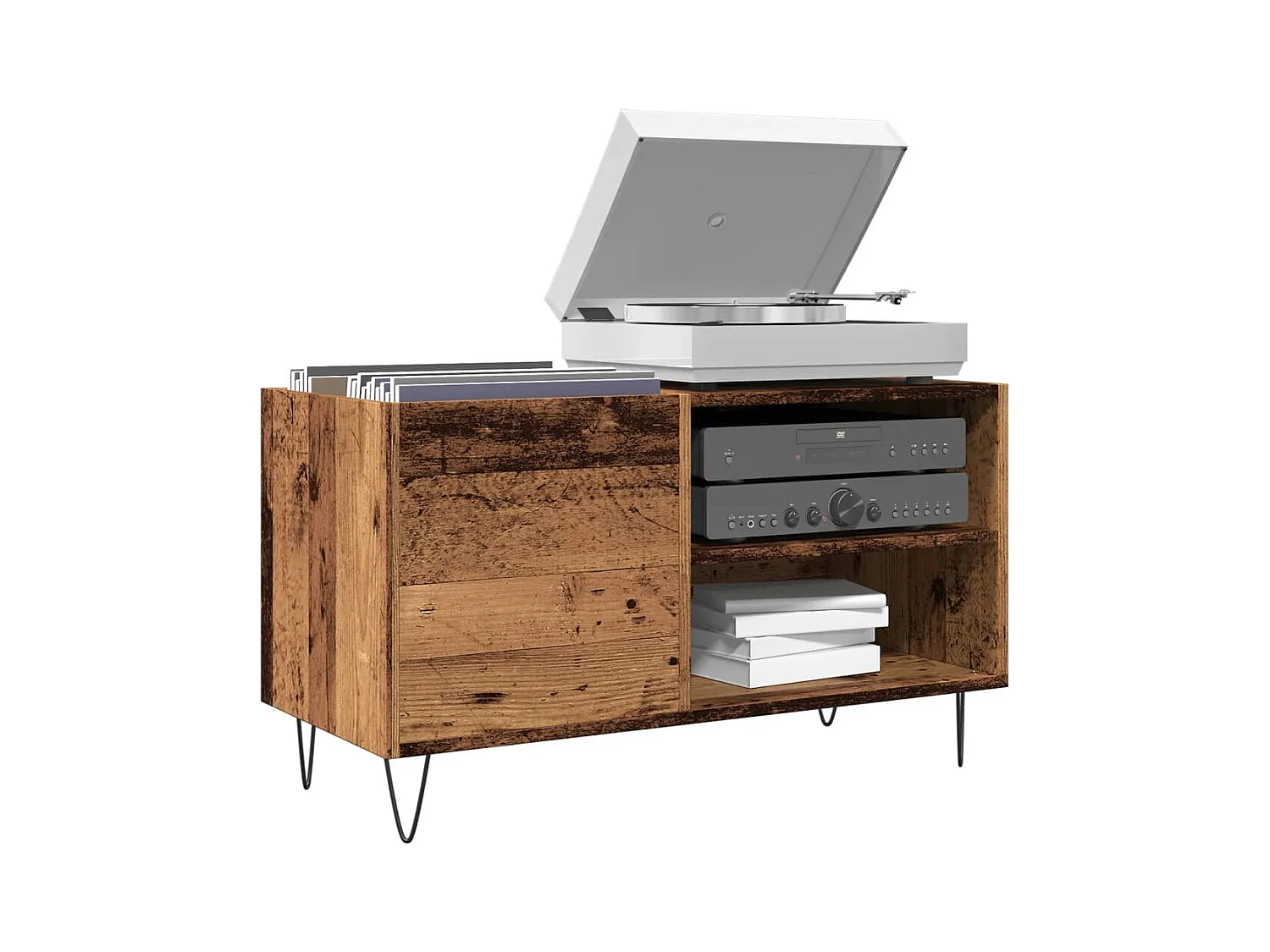 Armoire à disques vieux bois 84,5x38x48 cm bois d'ingénierie