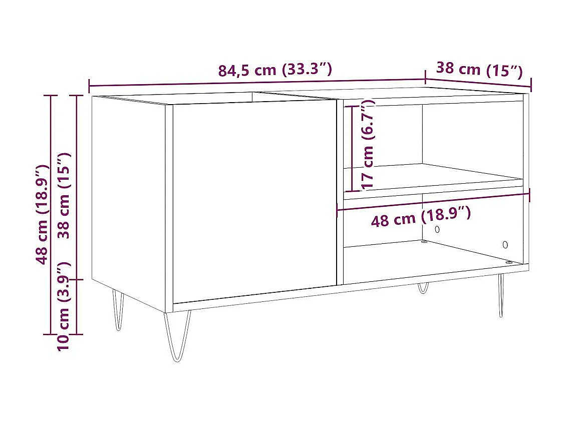 Armoire à disques vieux bois 84,5x38x48 cm bois d'ingénierie