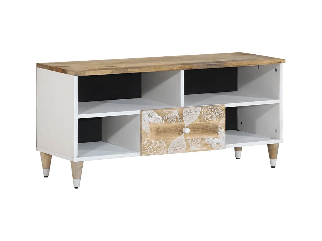 Meuble TV 100x33,5x46 cm bois massif de manguier