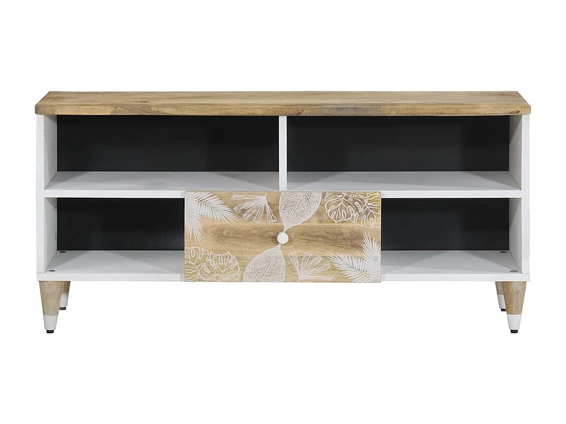 Meuble TV 100x33,5x46 cm bois massif de manguier