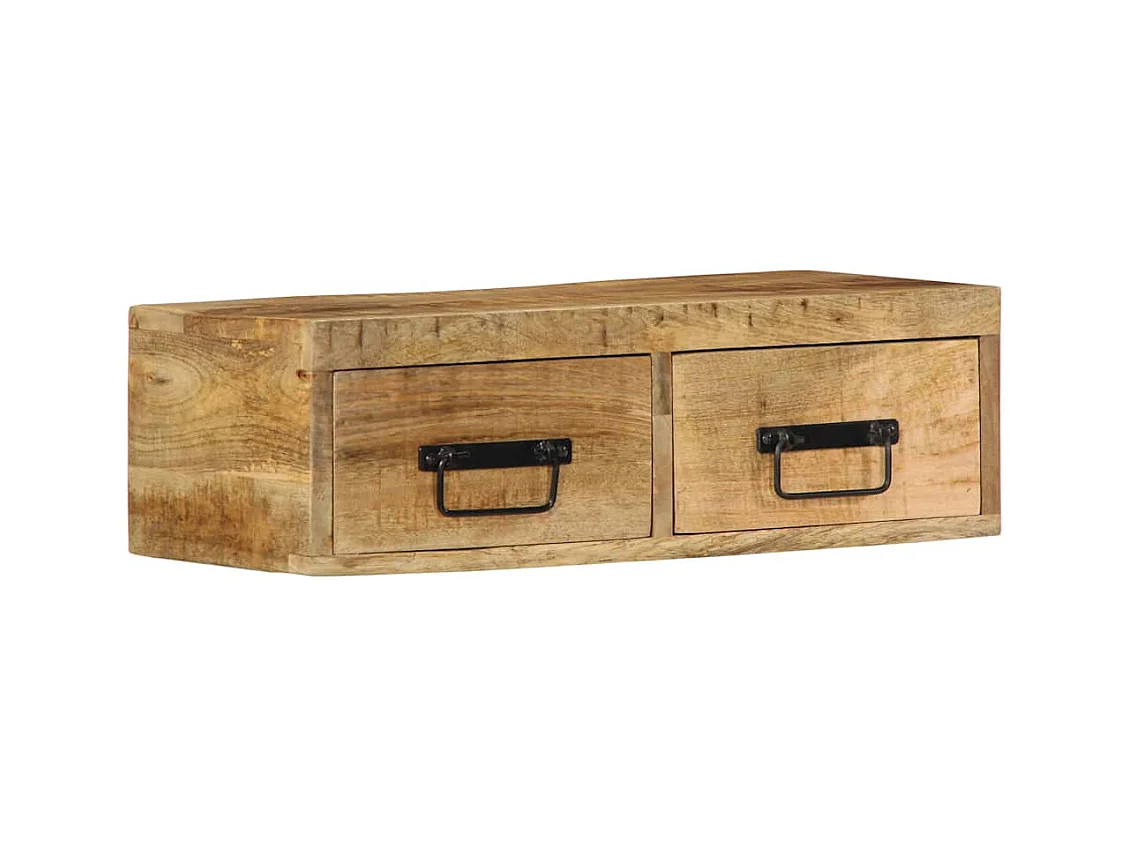 Meuble TV mural 60x30x19 cm bois massif de manguier brut