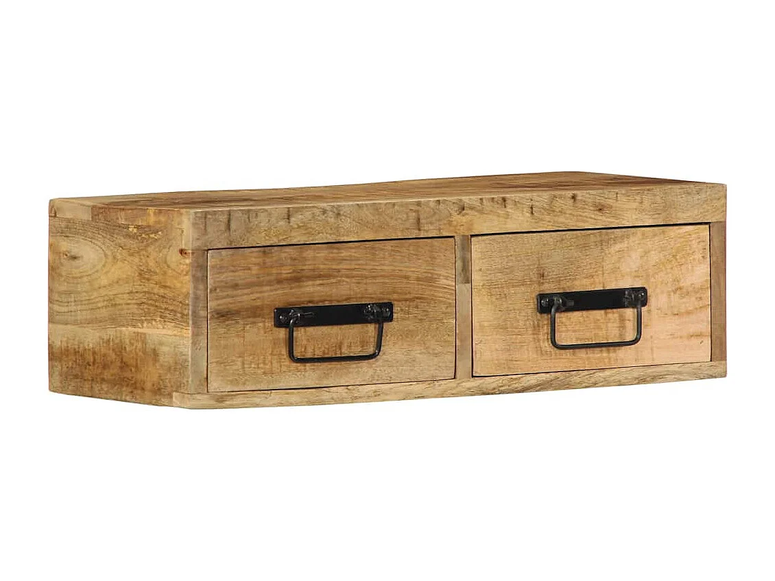 Meuble TV mural 60x30x19 cm bois massif de manguier brut