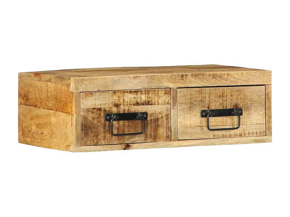 Meuble TV mural 60x30x19 cm bois massif de manguier brut