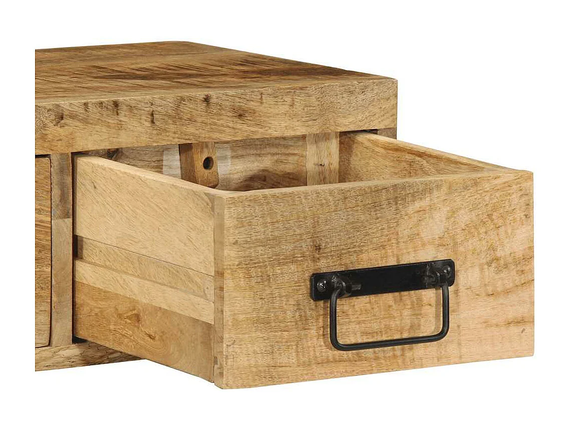 Meuble TV mural 60x30x19 cm bois massif de manguier brut