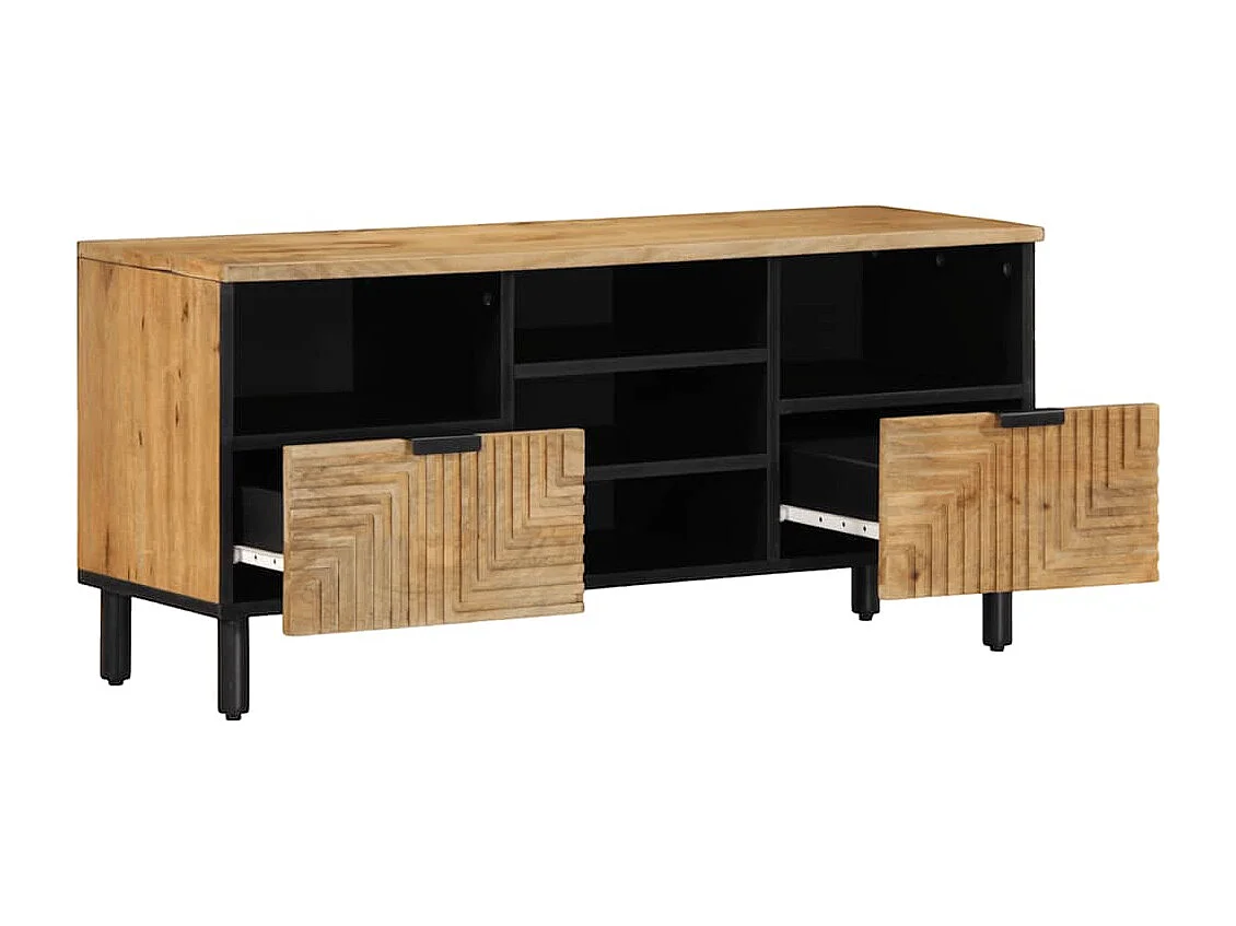 Meuble TV marron 100x33x46 cm bois massif de manguier